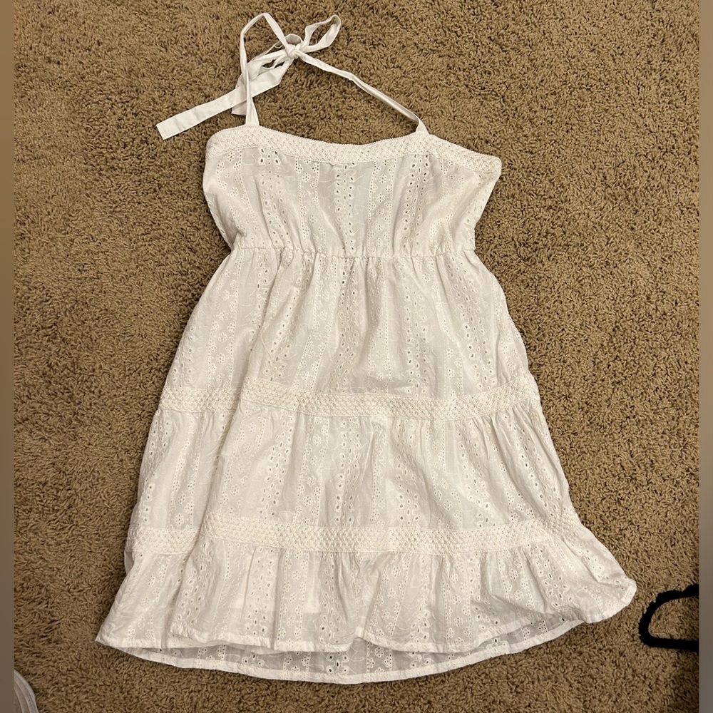 NWOT White lace Jessica Simpson Halter Tie Mini Dress size medium - Picture 2 of 4